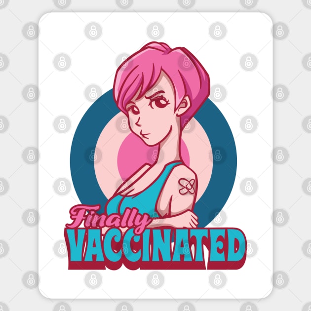 Finally I am Vaccinated Girl Sticker by Pixeldsigns